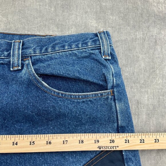 Game Winner Sportswear Brush Jeans Men 38W x 32L Blue Nylon Faced Fish Hunt VTG - Picture 9 of 13